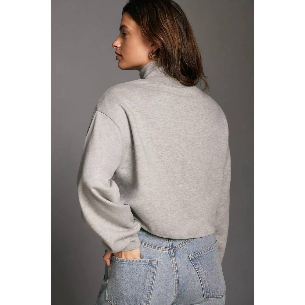 Pilcro Anthropologie Mock Neck Cropped Sweatshirt Heather Gray L OB1866615 - Picture 4 of 14